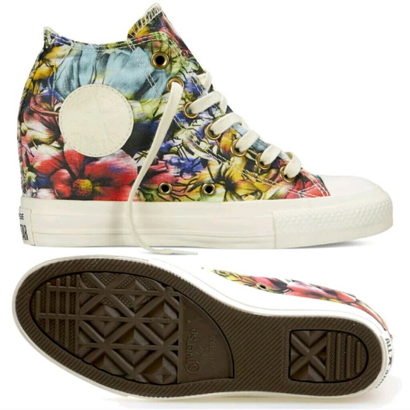 converse floral wedges
